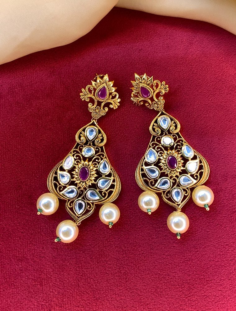 Stunning Matt Gold Plated Antique Earrings