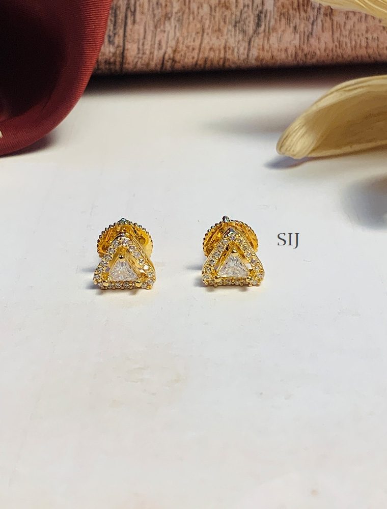 Trendy Gold Plated American Diamond Studs