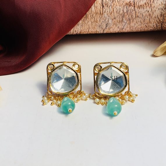 Amazing Gold Plated Polki Studs Earrings