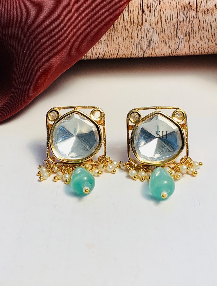 Amazing Gold Plated Polki Studs Earrings