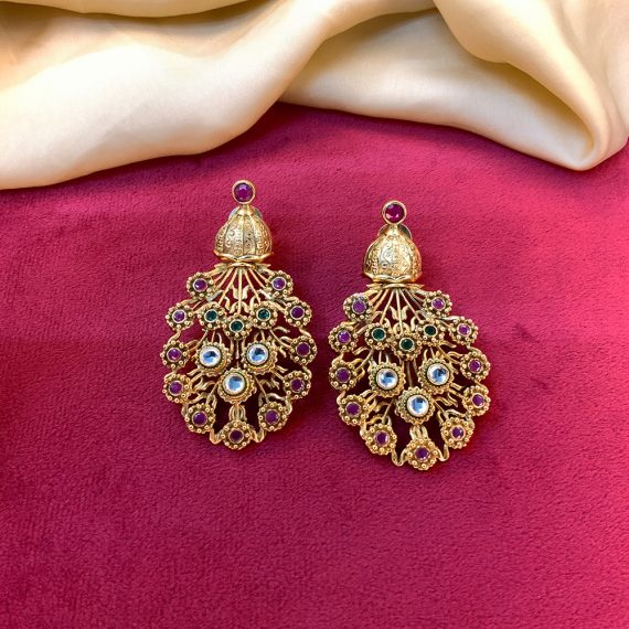 Dazzling Matt Gold Plated Antique Earrings