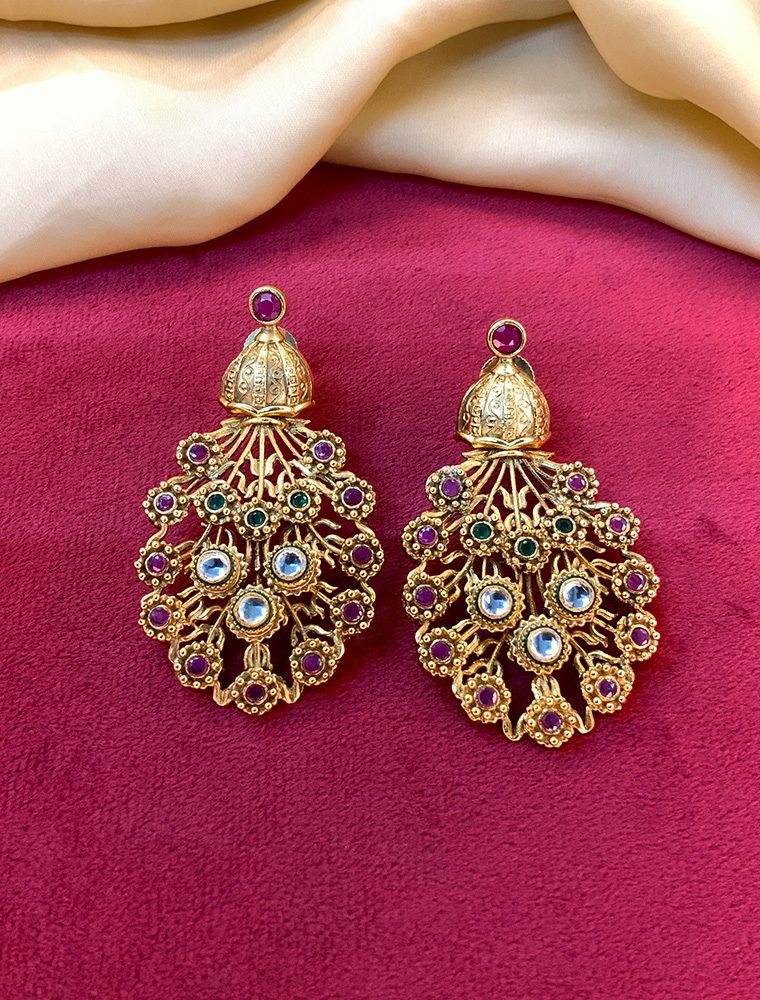 Dazzling Matt Gold Plated Antique Earrings