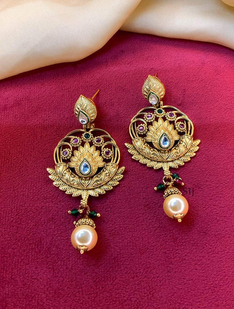 Marvelous Matt Gold Plated Antique Earrings