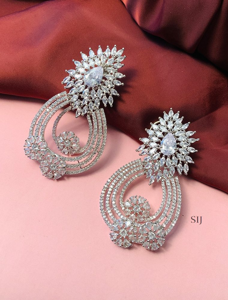 Marvelous Silver Plated American Diamond Earrings