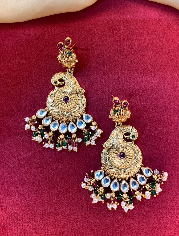 Elegant Matt Gold Plated Antique Earrings