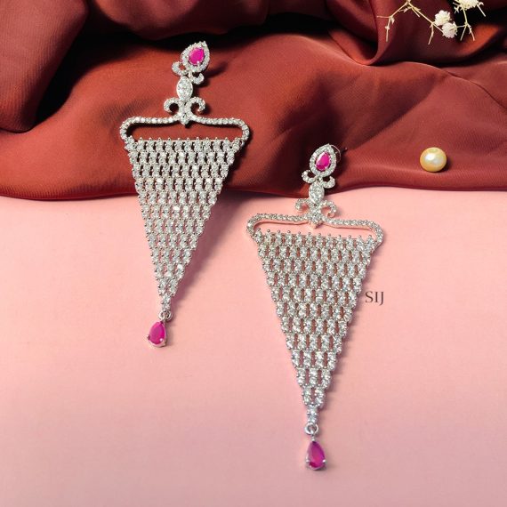 Shimmering Silver Plated American Diamond Earrings