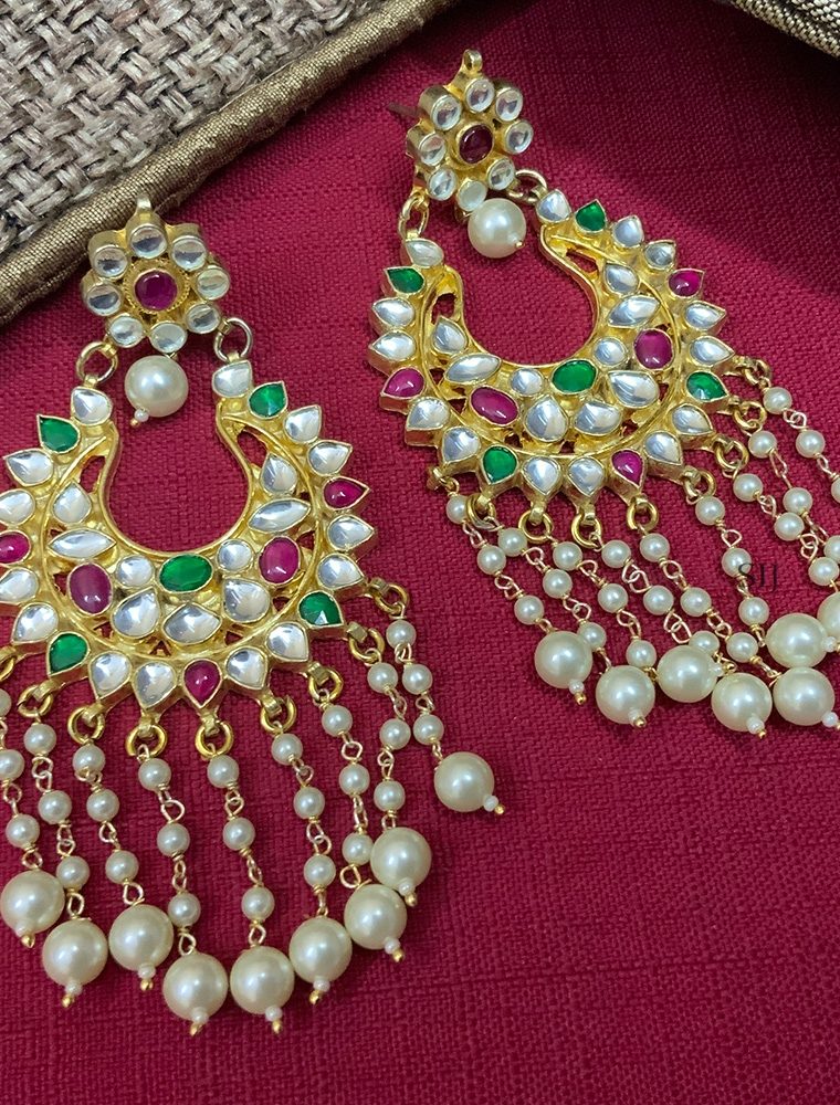 Classic Gold Plated Kundan American Diamond Earrings