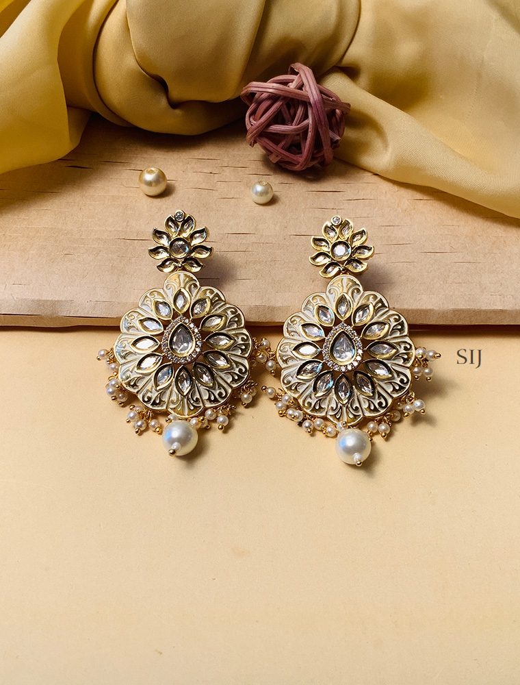 Stunning Gold Plated Kundan American Diamond Earrings