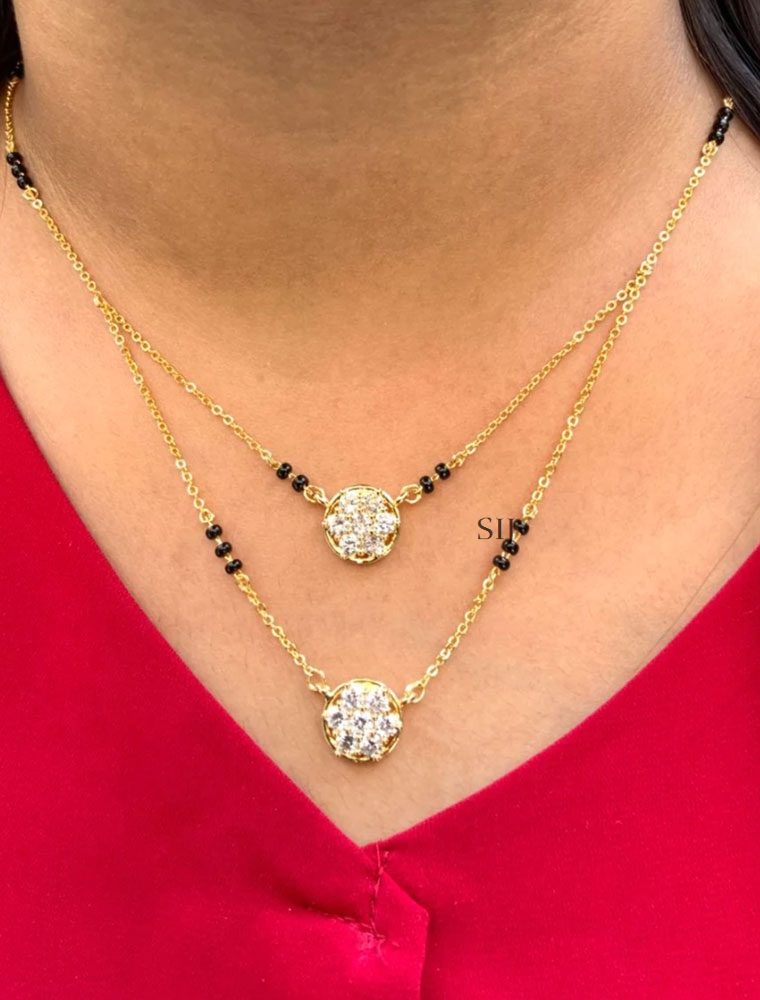 Dazzling Gold Plated Solitaire Diamond Mangalsutra