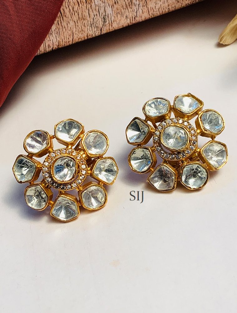 Allure Gold Plated Polki Stone Earring