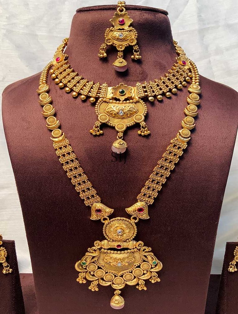 Beautiful Gold Plated Kundan Stone Bridal Combo