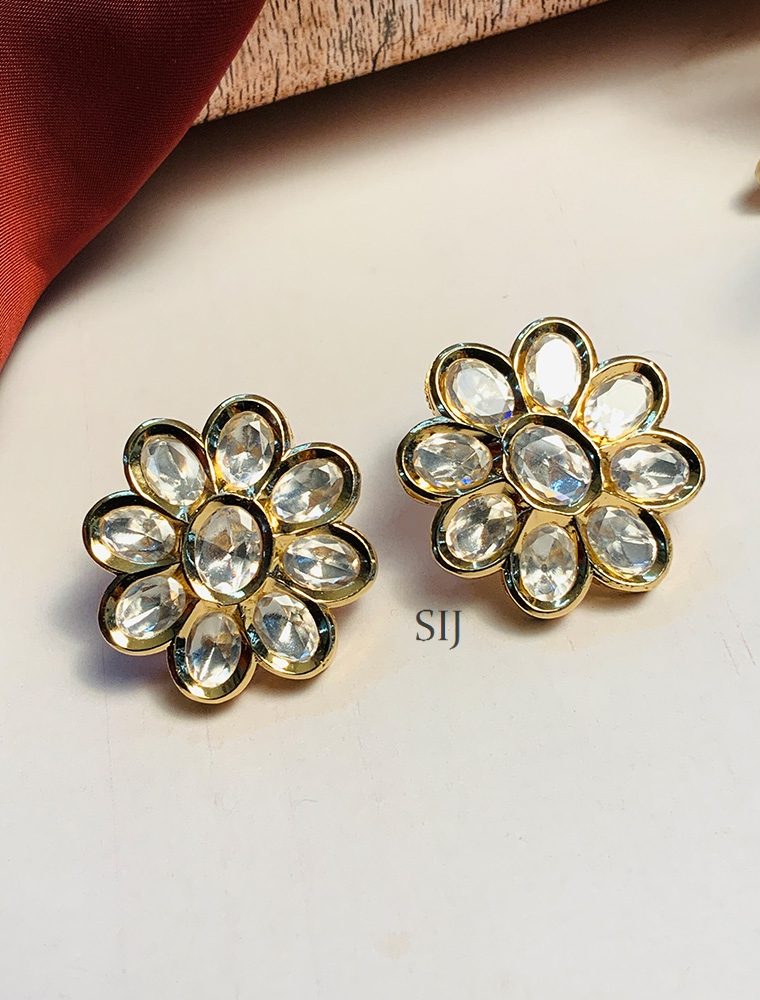 Beautiful Stone Gold Plated Stud Earring