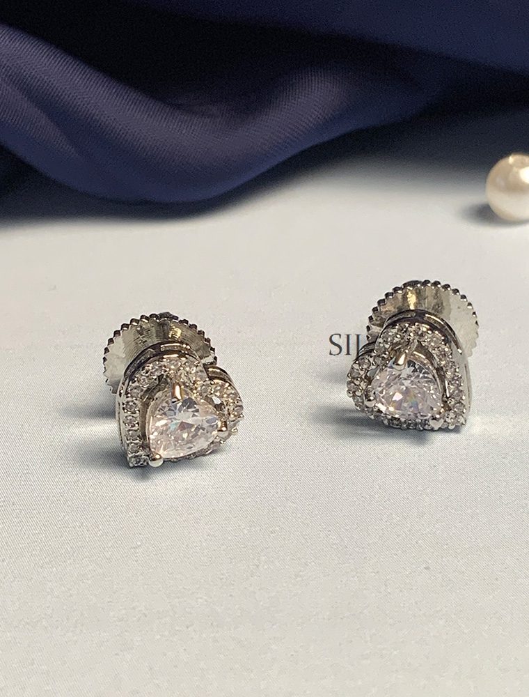 Cute Silver Plated Stone Stud