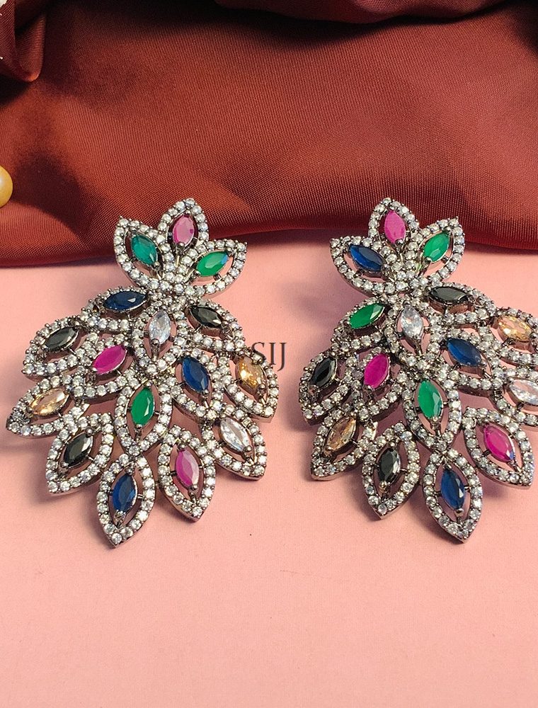 Elegant Silver Plated American Diamond Stone Earring