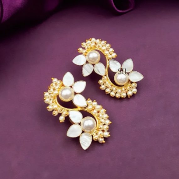 Imitation Pearl Stone Flower Earrings