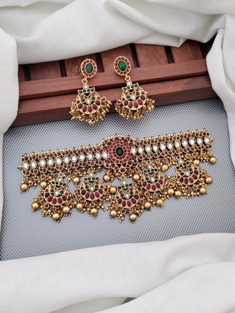 Traditional Kemp and Kundan Stones Choker