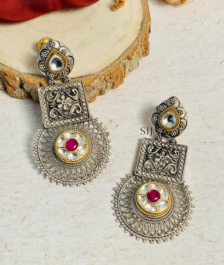 Sparkling Antique Dual Tone Silver Earrings