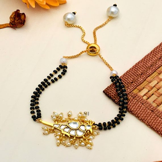 Gold Plated Kundan Bracelet (Hand Mangalsutra)