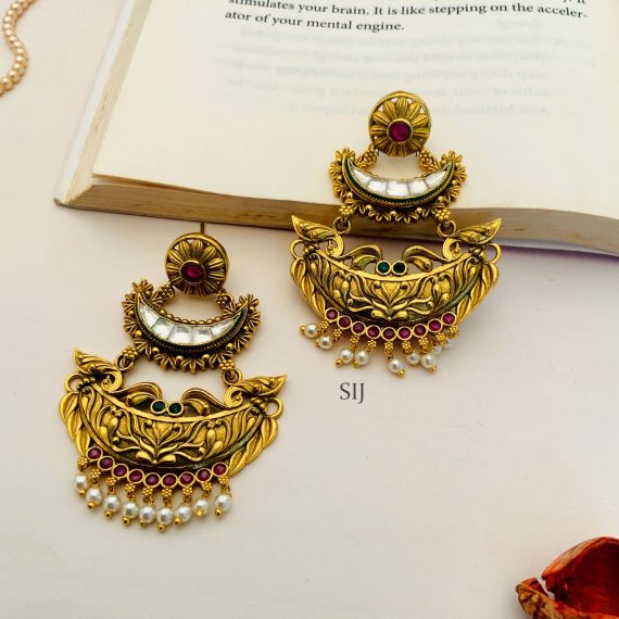 Antique Gold Plated Stone Earrings