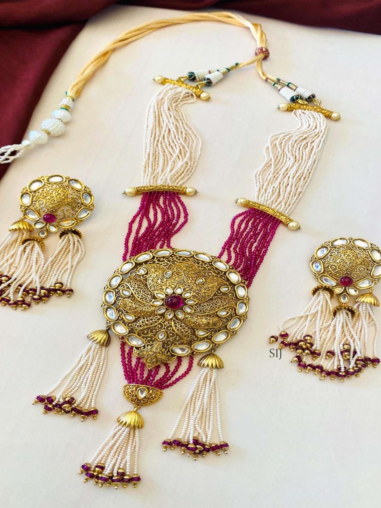 Gold Plated Antique Pearl Wedding Necklace