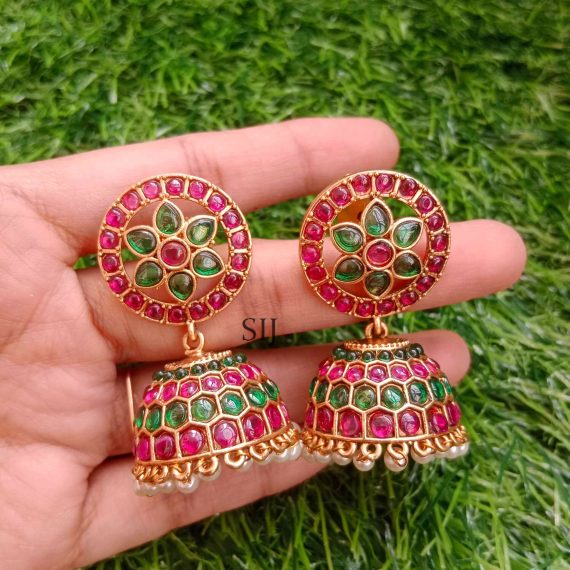 Imitation Tricolour Stone Jhumka