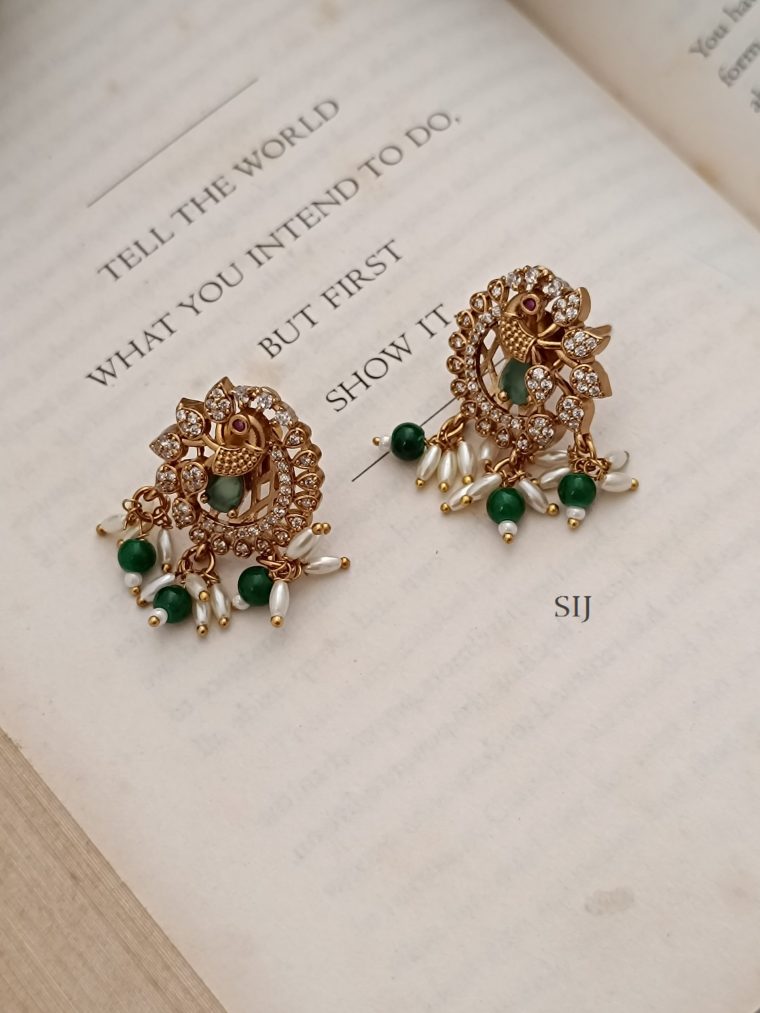 Artificial Peacock Rice Pearl Earrings