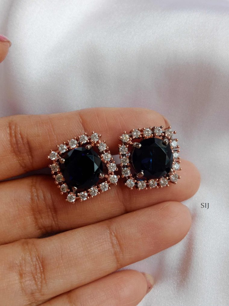 Sapphire And White AD Stones Stud