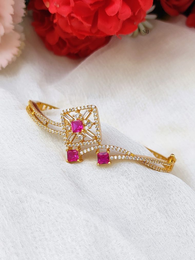 Gold Finish Ruby and AD Stones Bracelet