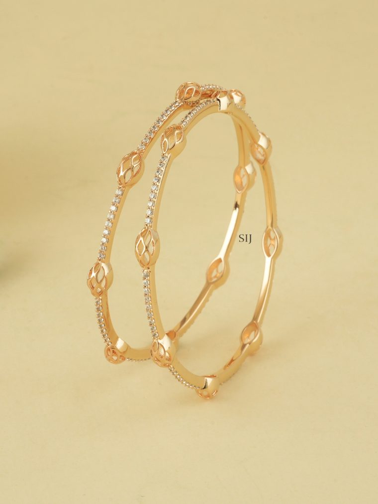 Gold Covering CZ Stones Bangle Set