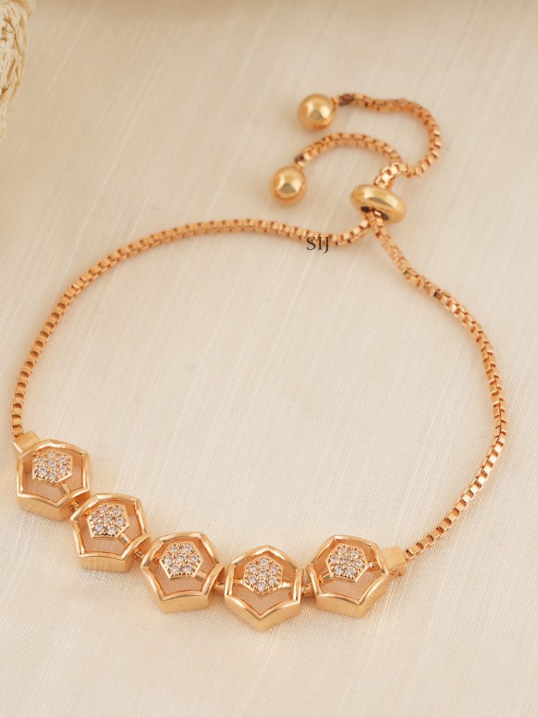 Gold Finish CZ Stones Openable Bracelet