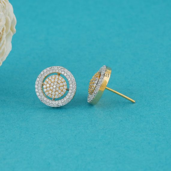 Imitation CZ Stones Nakshatra Round Ear Studs