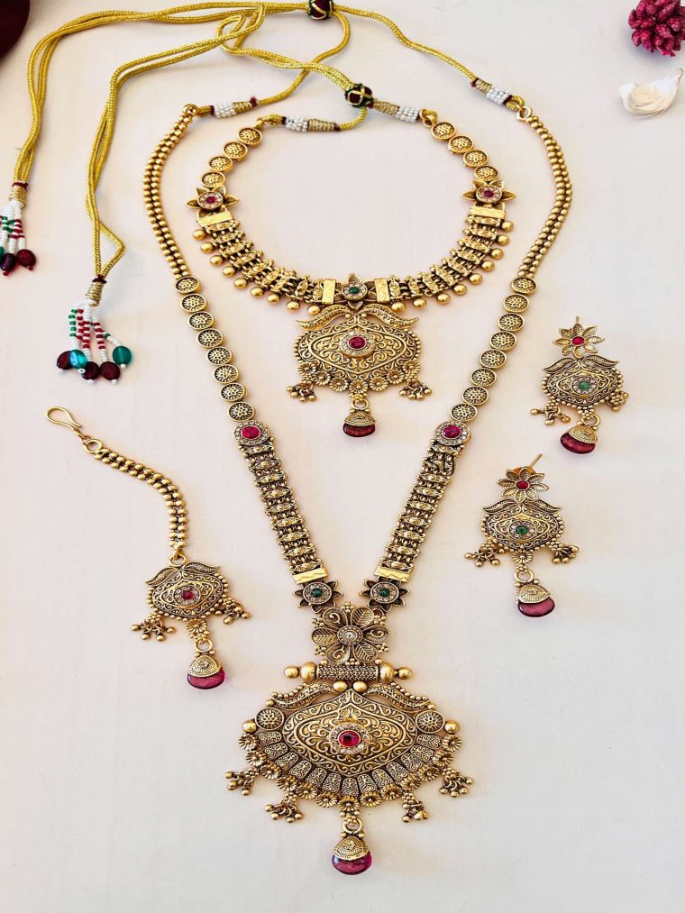 Imitation And Gold Plated Bridal Jewellery Set