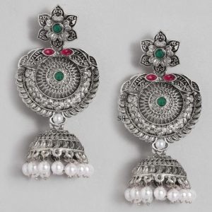 Imitation German Silver Earrings With Pearl Hanging