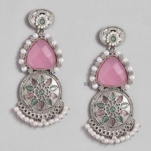 Imitation Baby Pink German Silver Earrings