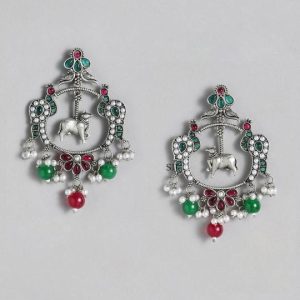 High-Quality German Silver Earrings With Beaded Hanging