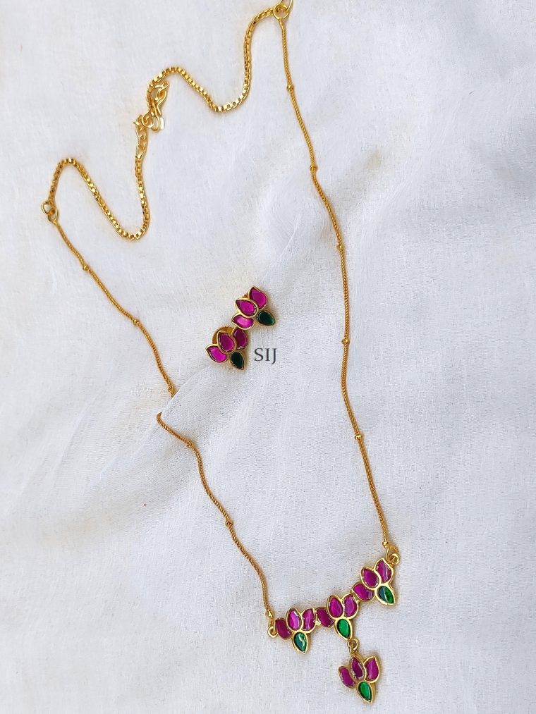 Gold Plated Lotus Flower Chain Set