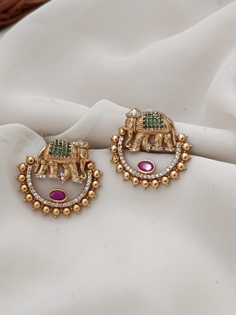 Traditional Multi Colour Stone God Ganesh Earrings