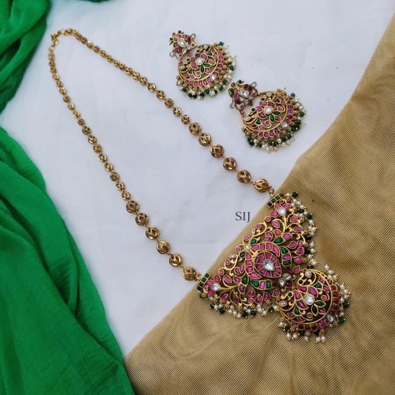 Imitation Jadau Long Chain And Pendant Set