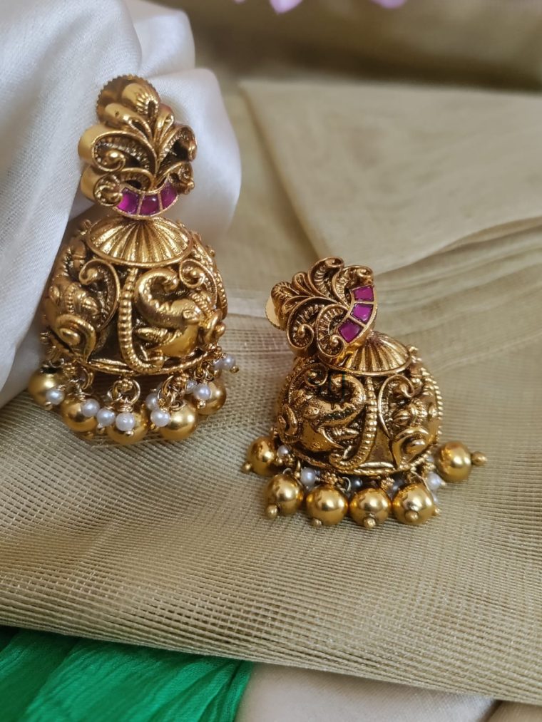 Imitation Nakshi Work Jadau Jhumkas