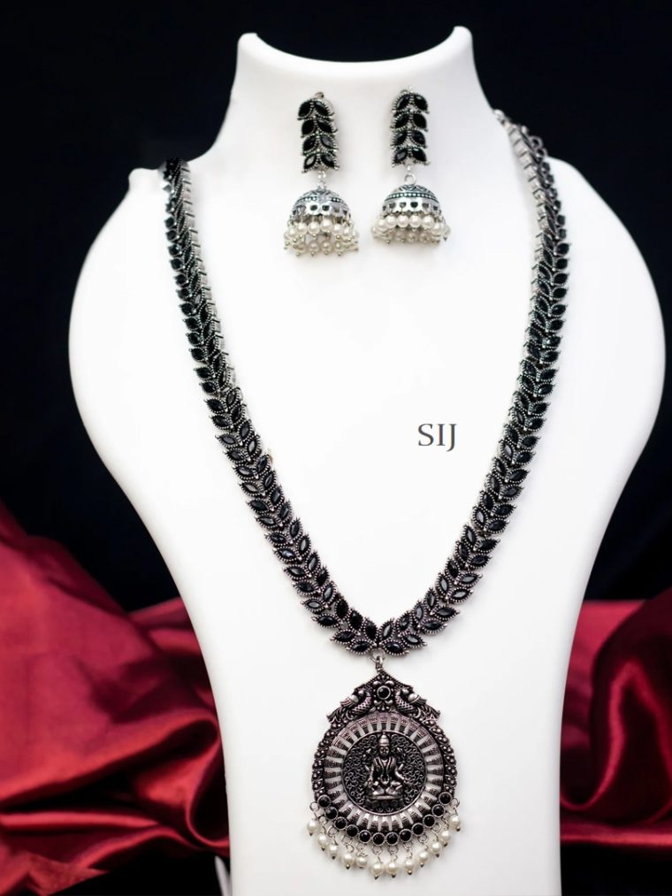 Lakshmi Dollar Oxidised Silver Haram