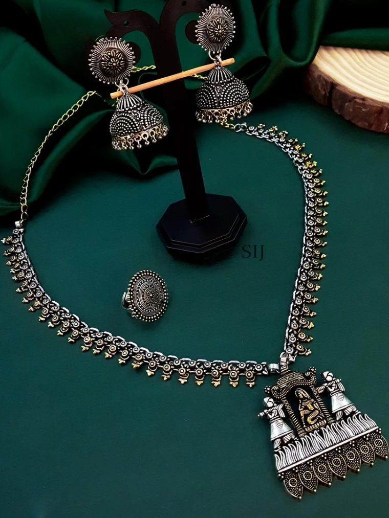 Palanquin Dual Tone Oxidised Jewellery Set