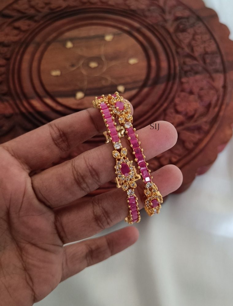 Imitation Pink Stones Bangles