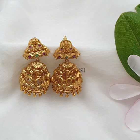 Peacock Design Lotus Jhumkas