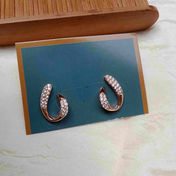 Imitation C Shape AD Earrings