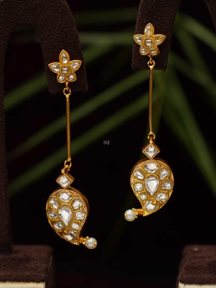 Mango Design White Stone Polki Earrings