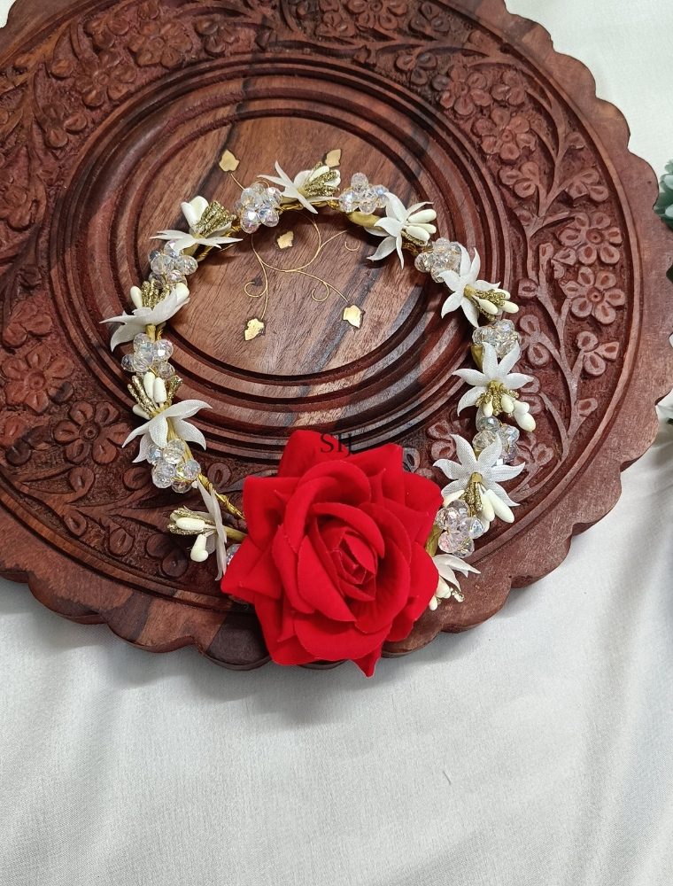 Rose Flower White Stone Hair Accessories