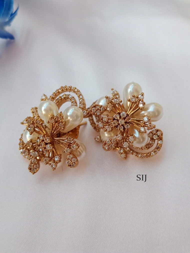 Pearl And Flower Victorian Earrings