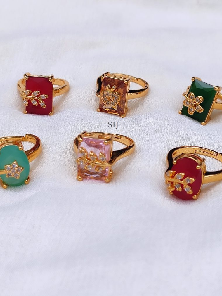 Gold Plated AD Stones Adjustable Rings