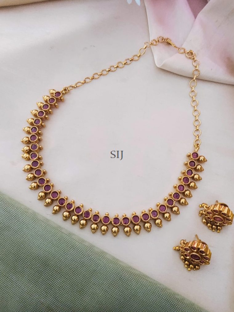 Ruby Stone Ball Necklace