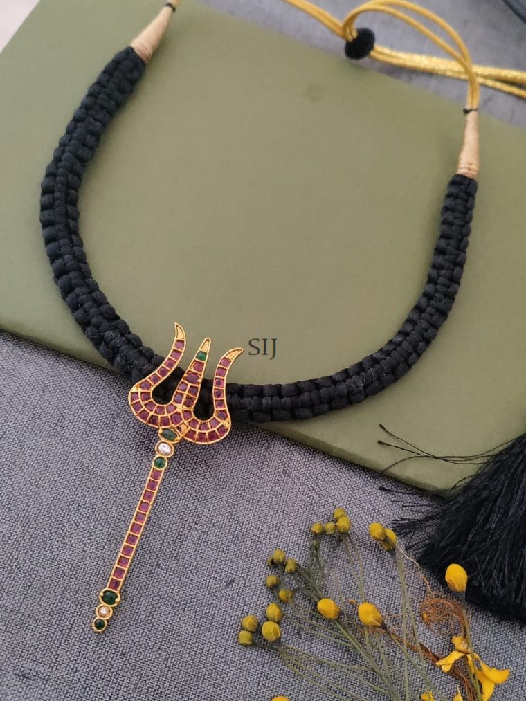 Kemp Trishul Pendant With Black Thread Necklace